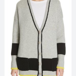 La Ligne Gray and Black Cardigan with Yellow Accents